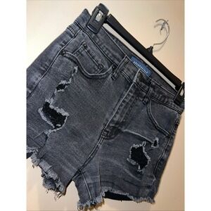 Aeropostale Black Jean Denim Shorts Cut Off Distressed Womens 0 Cheeky Aero